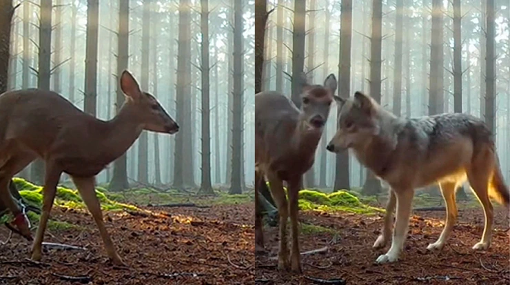 Le loup se tenait face au faon prisonnier d’un piège… mais au lieu d’attaquer, il fit quelque chose d’inimaginable — que s’est-il passé ensuite ?