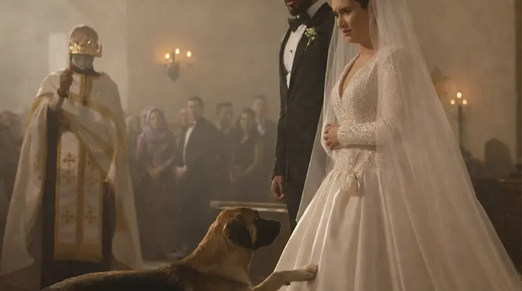 Pendant la cérémonie de mariage, un chien entre dans l’église… et quelques minutes plus tard, tout le monde comprit quel était son but
