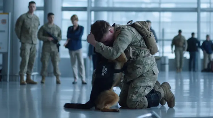 Un an plus tôt, il était persuadé que son chien militaire n’était plus en vie… sur le chemin du retour, il l’a aperçu soudainement à l’aéroport