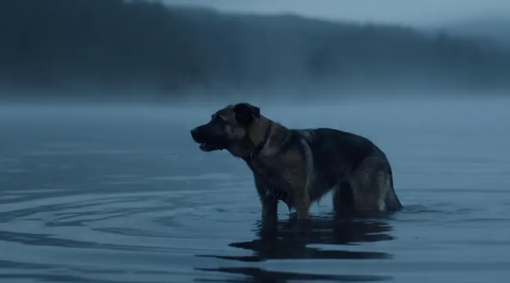 Le chien fixait l’eau en aboyant avec insistance… mais personne n’imaginait ce que cachait le courant glacé