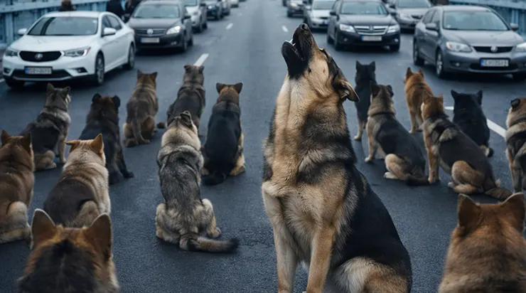 Un groupe de chiens avait soudainement bloqué la circulation sur le pont… Personne ne comprenait ce qui se passait. Une vérité que personne n’attendait