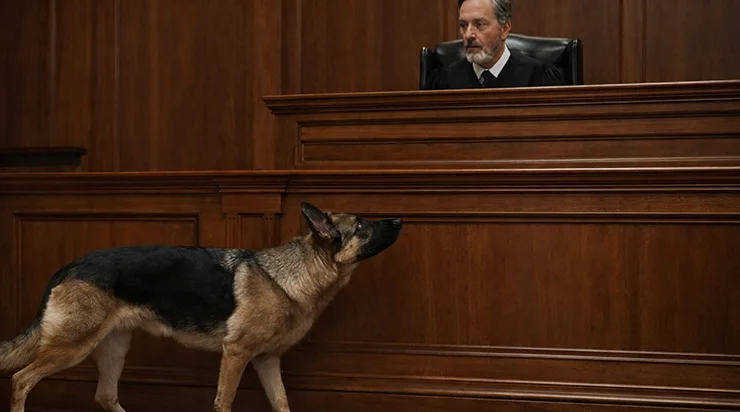 Quand la lourde porte de la salle d’audience s’est ouverte et qu’un berger allemand s’est avancé d’un pas calme vers le fauteuil du juge, personne ne savait encore que cet instant allait tout changer