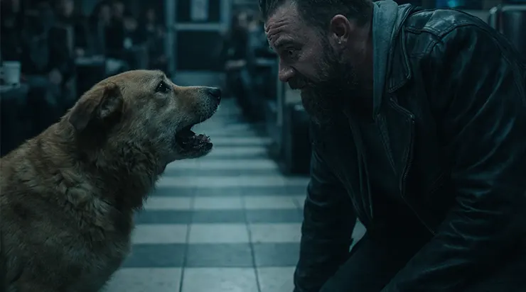 Un groupe de motards venait d’arriver dans un restaurant pour manger, lorsque soudain, surgissant de l’obscurité de la nuit, un chien fit irruption à l’intérieur, pris d’une panique telle qu’on aurait dit qu’il était poursuivi par une terreur invisible