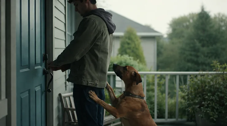 Un chien inconnu est sorti de nulle part et s’est mis à tourner autour de moi, m’empêchant d’ouvrir ma porte
