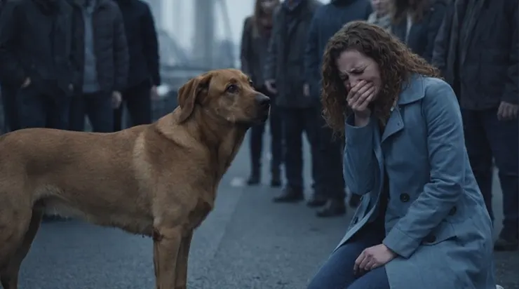 Sur le pont, tout le monde a commencé à pleurer lorsqu’on a finalement compris pourquoi ce chien tournait anxieusement au milieu de la circulation depuis toute la journée