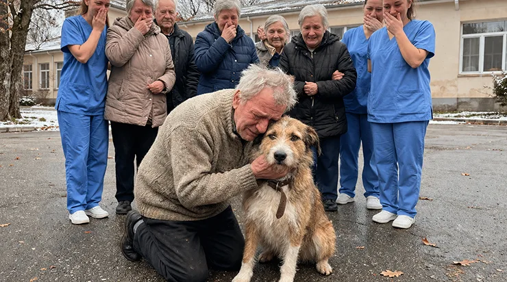 Lorsqu’un chien épuisé apparut dans la cour de la maison de retraite et se mit à aboyer en cherchant son maître perdu, personne ne savait qu’une lettre était cachée sous son collier