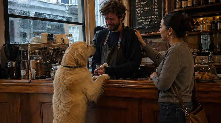 Un chien est entré dans le café «Le Port Rouge» de Whitechapel, s&rsquo;est dressé sur ses pattes arrière devant le comptoir et a regardé le barman droit dans les yeux