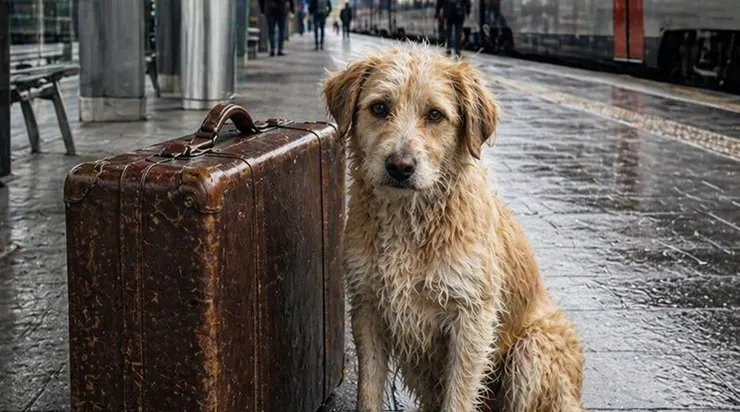Depuis trois jours, le chien de la gare monte la garde devant une vieille valise, ne laissant personne s&rsquo;en approcher