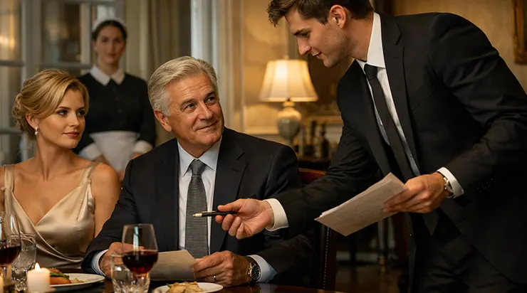Pendant le dîner avec mon fils, j’ai reçu un message sur mon téléphone disant : “S’il vous plaît, sortez calmement