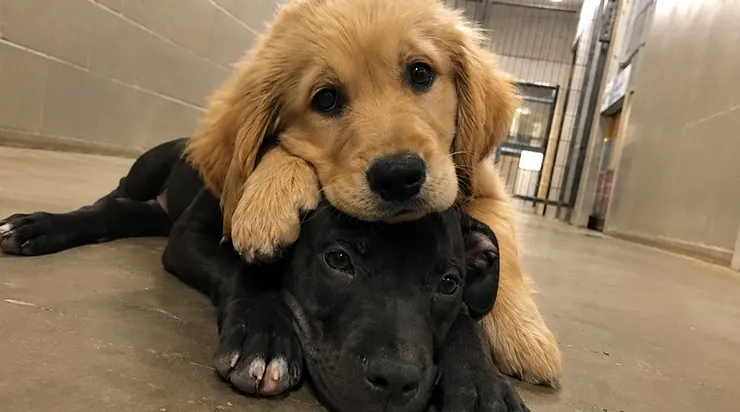 C&rsquo;était un magnifique chiot labrador doré dont les photos avaient récolté des milliers de cœurs sur Internet. Mais personne ne voyait son compagnon noir