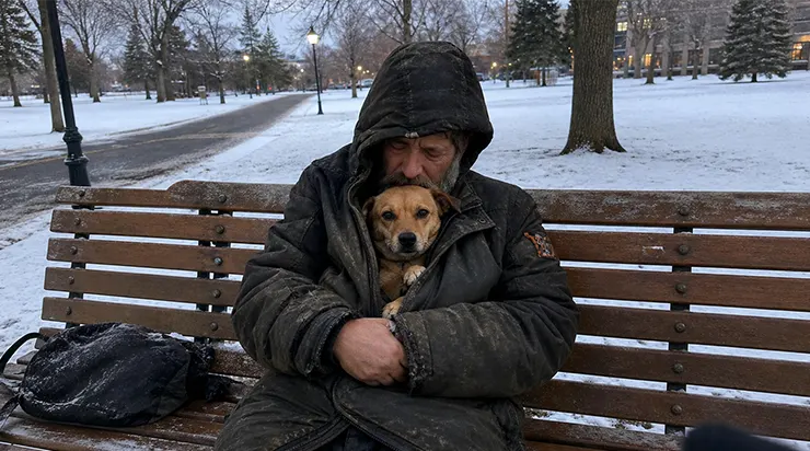 Sous la veste de l&rsquo;homme sans domicile que le froid avait emporté cette nuit de janvier, un petit chien vivait encore