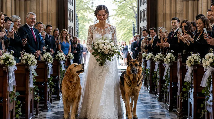 Les deux chiens de l’orphelinat m’ont accompagnée jusqu’à l’autel de l’église, et quand le prêtre a demandé qui me présentait au mariage, l’assemblée tout entière s’est tue