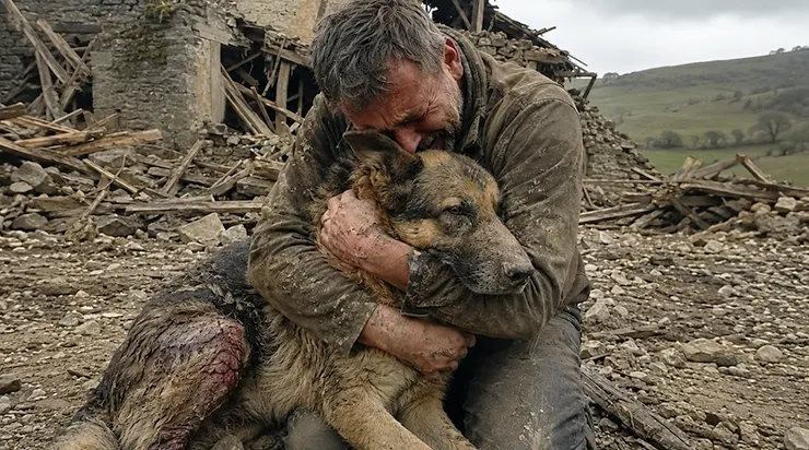 Il a sauvé tout le monde, mais il est resté sous les décombres. Un berger allemand qui a senti le danger et a poussé sa famille hors de leur vieille maison de campagne