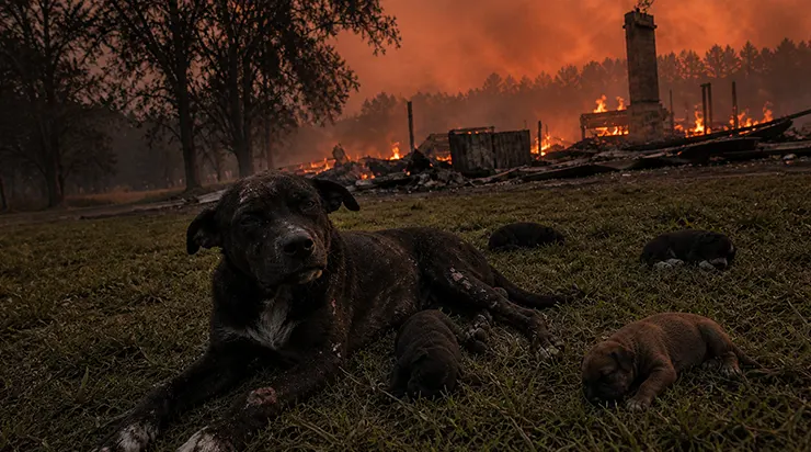 Il a couru onze fois dans le feu pour des chiots qu&rsquo;il n&rsquo;avait jamais vus. Quand ses pattes ne lui obéissaient plus, il continuait quand même