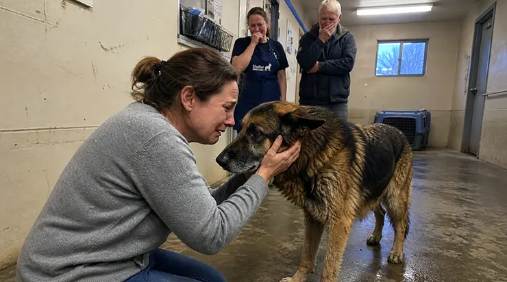 Trois ans plus tard, dans un refuge pour animaux, j&rsquo;aperçois ce chien qui fut autrefois le plus fidèle compagnon de mon mari militaire