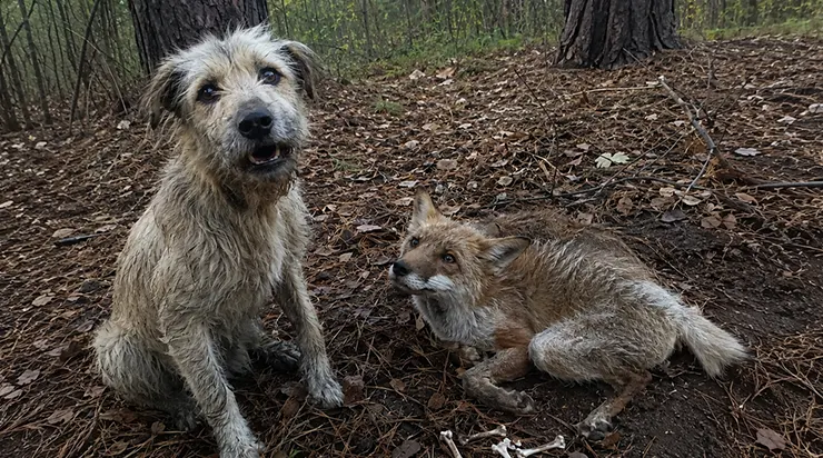 Le chien errant avait refusé d&rsquo;abandonner le renard blessé et, jusqu&rsquo;à son dernier souffle, il appelait à l&rsquo;aide