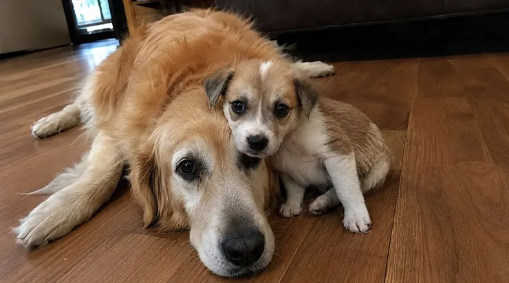 La Golden Retriever exploitée toute sa vie dans un élevage intensif n&rsquo;avait jamais été mère, jusqu&rsquo;à cette froide nuit de novembre où un carton est apparu sur le perron