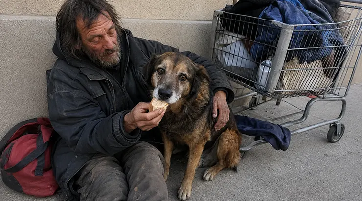Pendant six mois, j&rsquo;ai regardé un sans-abri donner son dernier morceau de pain à sa chienne