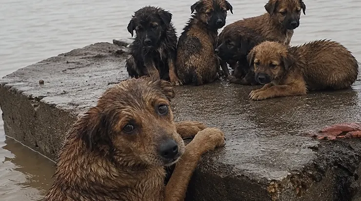 Elle a traversé les eaux déchaînées six fois, portant chaque fois une petite vie dans sa gueule, et quand nous sommes enfin arrivés jusqu&rsquo;à elle, elle pouvait à peine respirer