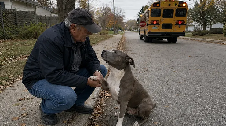 J’ai conduit un bus scolaire pendant quinze ans, mais aucun enfant n’est jamais arrivé aussi à l’heure que ce pitbull errant