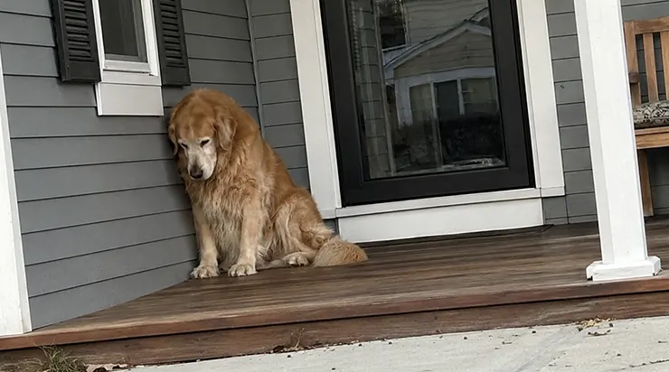 Quand la famille est partie, le Golden Retriever est resté sur le perron vide et a attendu deux semaines, croyant que l&rsquo;amour reviendrait