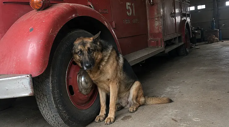 Il a été le fidèle compagnon de mon mari pendant douze ans, et lorsque Michael nous a quittés, Arson a refusé d&rsquo;abandonner le garage du vieux camion de pompiers