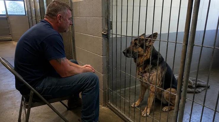 Chaque jour à 14 heures précises, il venait déplier sa chaise devant la cage du chien le plus redouté du refuge, et il attendait que la confiance éclose