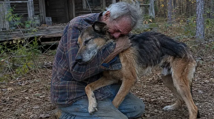 Je suis parti en croyant qu&rsquo;il s&rsquo;était perdu à jamais dans la tempête, mais six ans plus tard, lorsque je suis revenu à la vieille cabane, il est sorti des profondeurs de la forêt