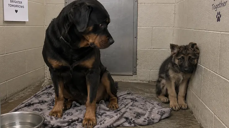 Il avait trois mois quand le monde est devenu feu autour de lui, mais un rottweiler de neuf ans, qui n&rsquo;avait jamais été mère, a décidé qu&rsquo;il deviendrait tout ce dont ce chiot avait besoin