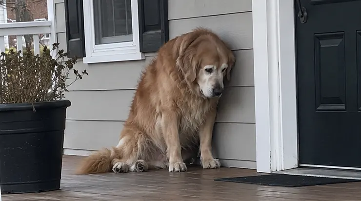 Quand la famille a quitté les lieux, le Golden Retriever est resté figé sur le perron désert. Il a attendu deux semaines entières, convaincu au plus profond de son être que l&rsquo;amour finirait par revenir